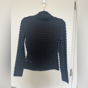Semi Sheer Black Mock Turtleneck